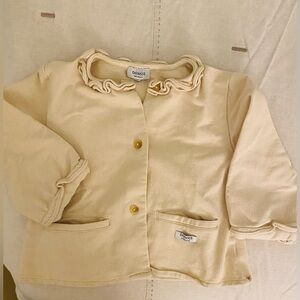 Donsje Amsterdam Girl’s Cream Ruffle Trim Cardigan